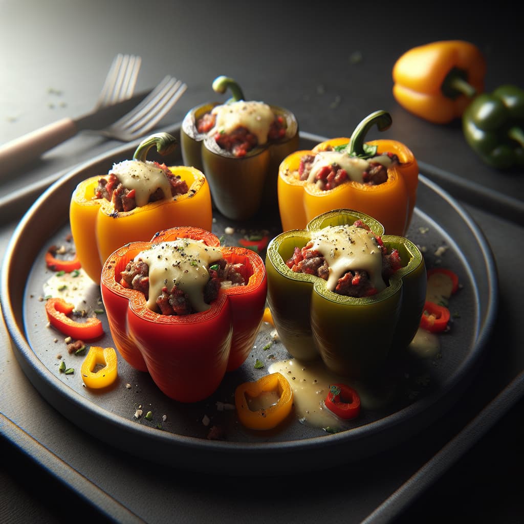 Keto Beef & Cheese Stuffed Bell Peppers