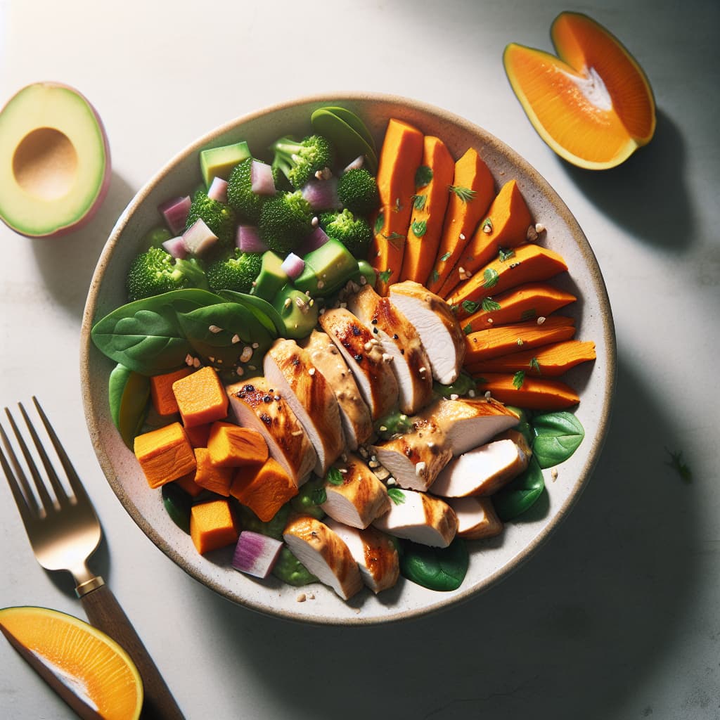 Jollof-Spiced Quinoa Bowl with Grilled Chicken and Charred Peppers