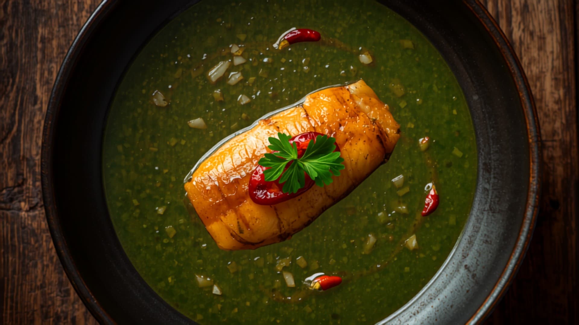 Nigerian Green Amaranth and Garlic Stew with Croaker Fish