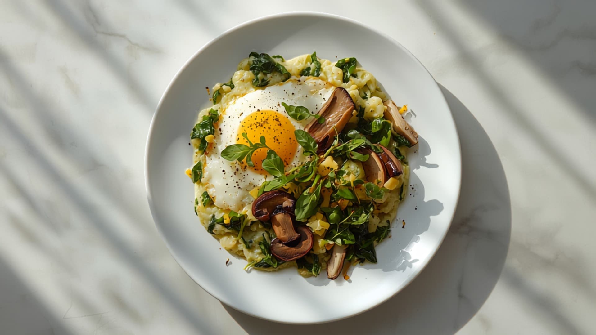 Spinach, Garlic and Mushroom Egg White Scramble