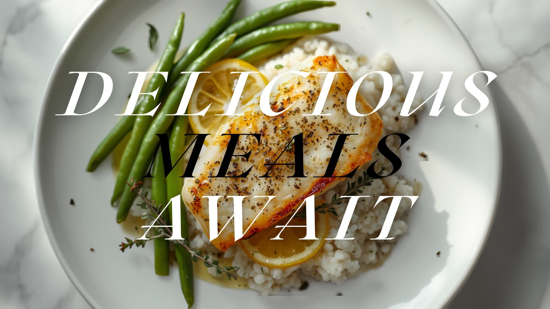 Lemon-Herb Baked Cod with Cauliflower Rice and Green Beans