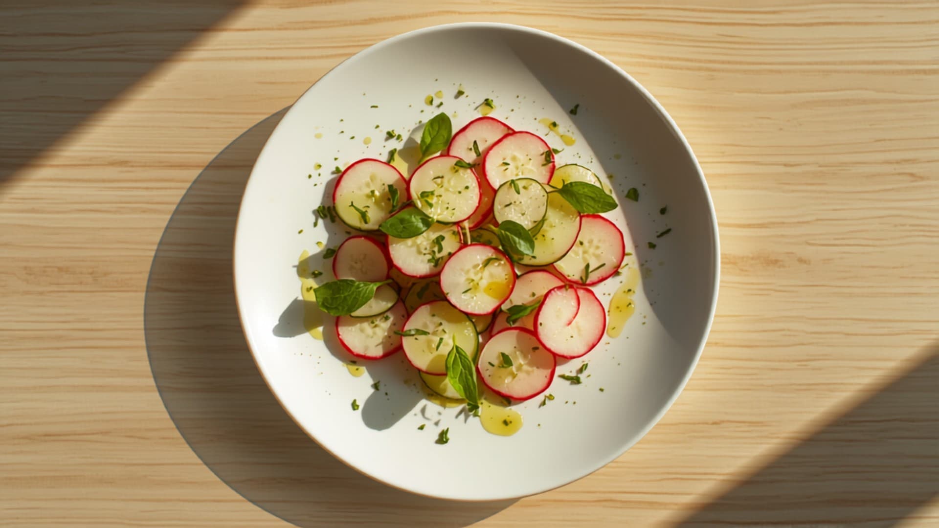 Cucumber, Radish and Herb Salad with Lemon-Olive Oil Dressing