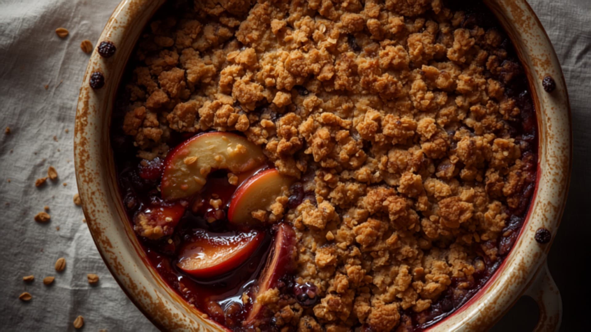 Baked Apple and Blueberry Crisp with Oat Crumble
