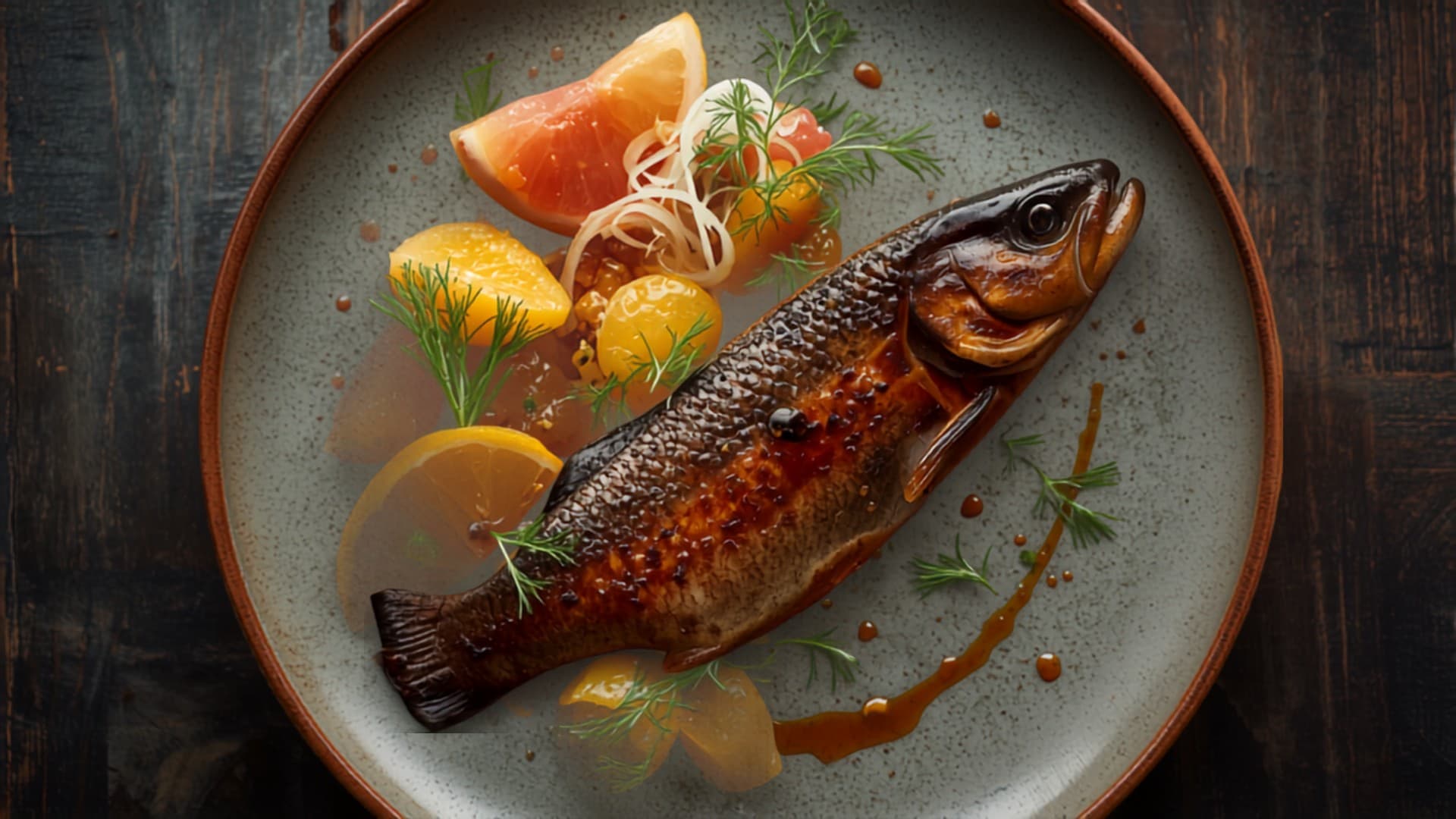 Ata Dindin Pepper-Glazed Trout with Baobab-Citrus Salad