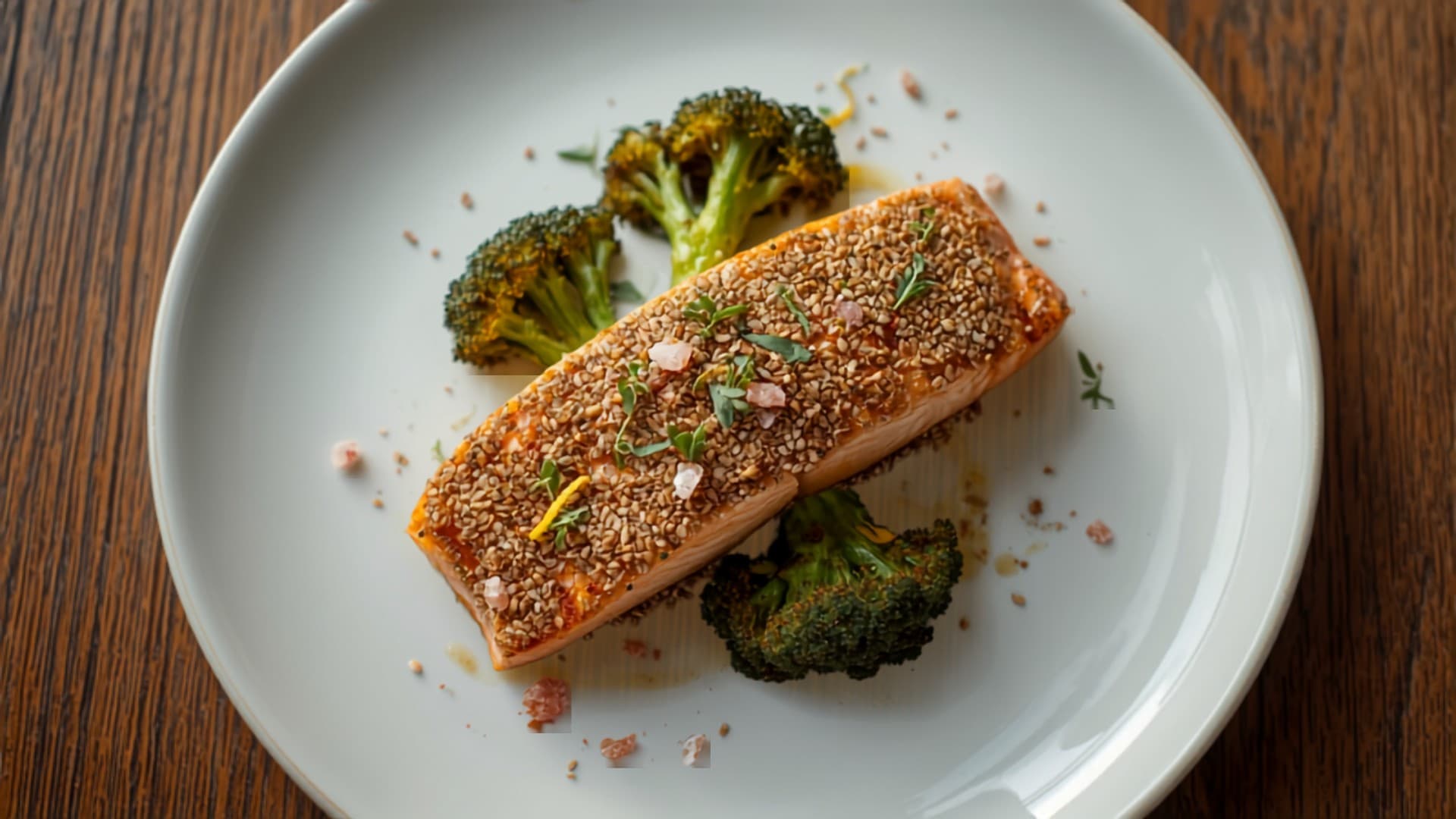 Flaxseed-Crusted Baked Salmon with Roasted Broccoli