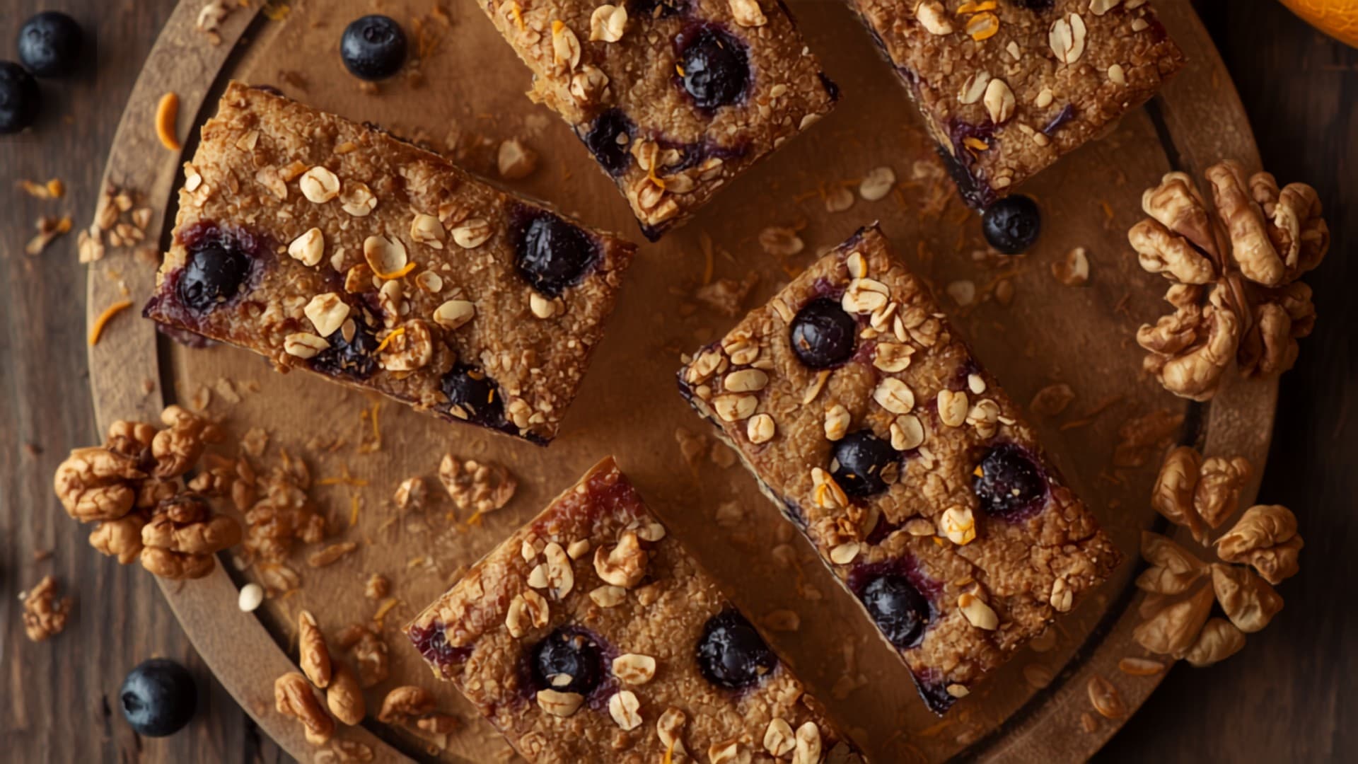 Blueberry-Walnut Baked Oat Bars with Orange Zest