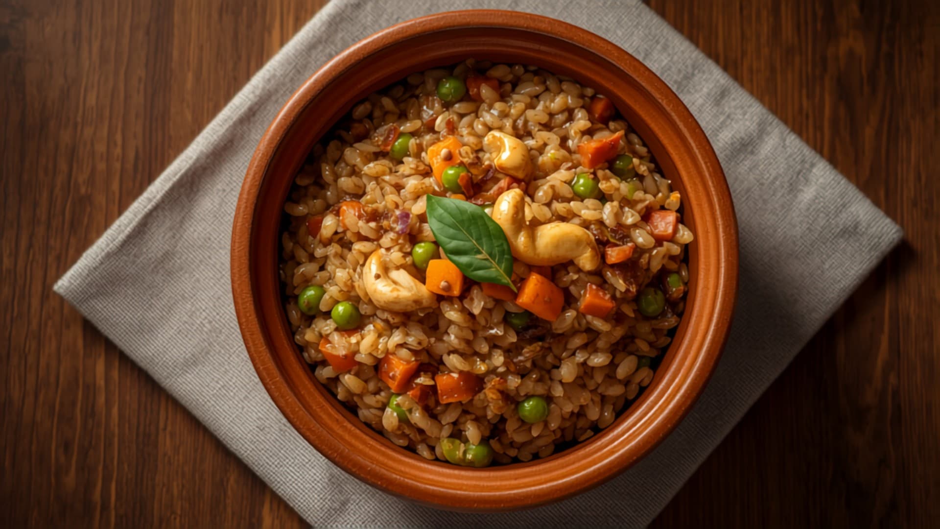 Indian-Style Barley Upma with Mixed Vegetables and Cashews