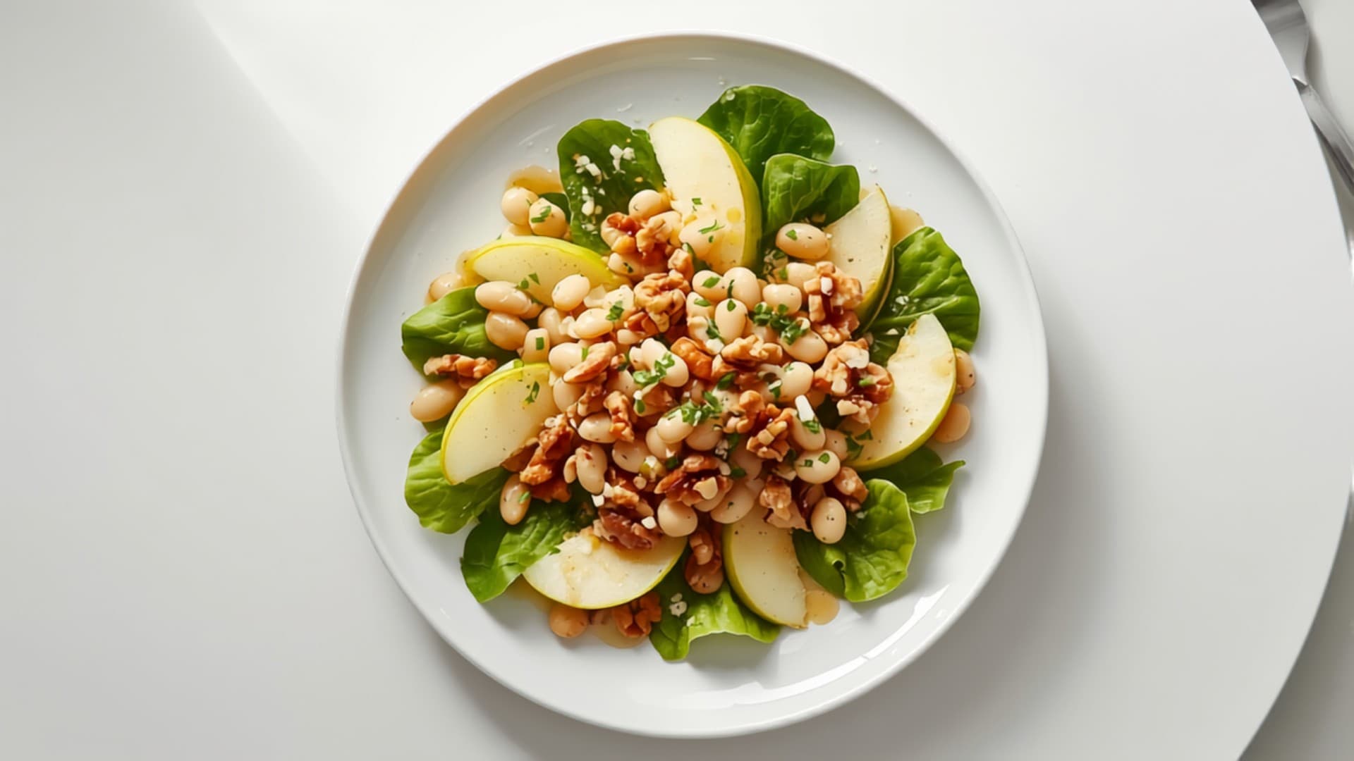 Apple, Walnut and White Bean Salad with Lemon-Olive Oil Dressing