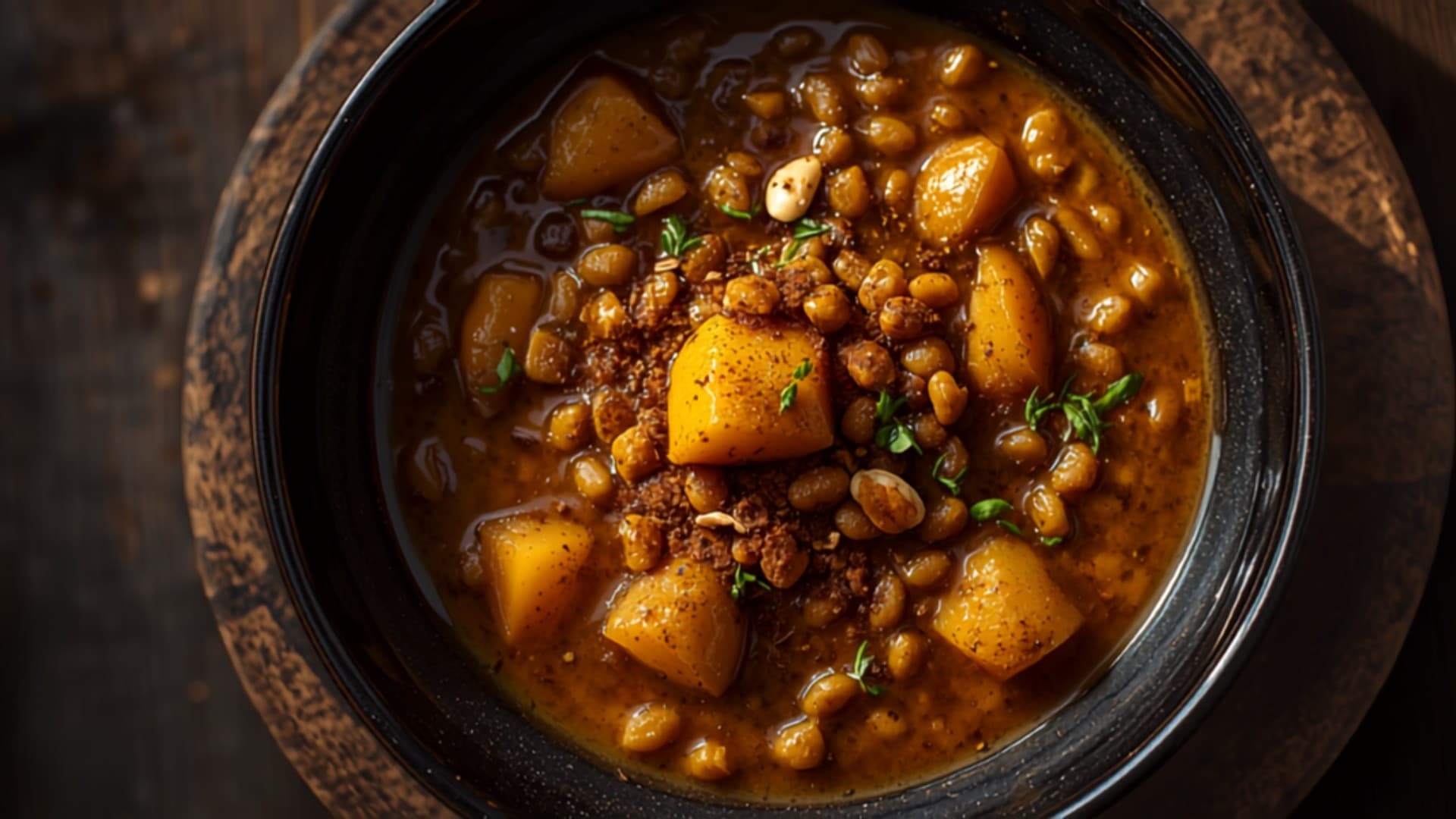 Persian Khoresh-Style Lentil and Apple Stew with Cinnamon
