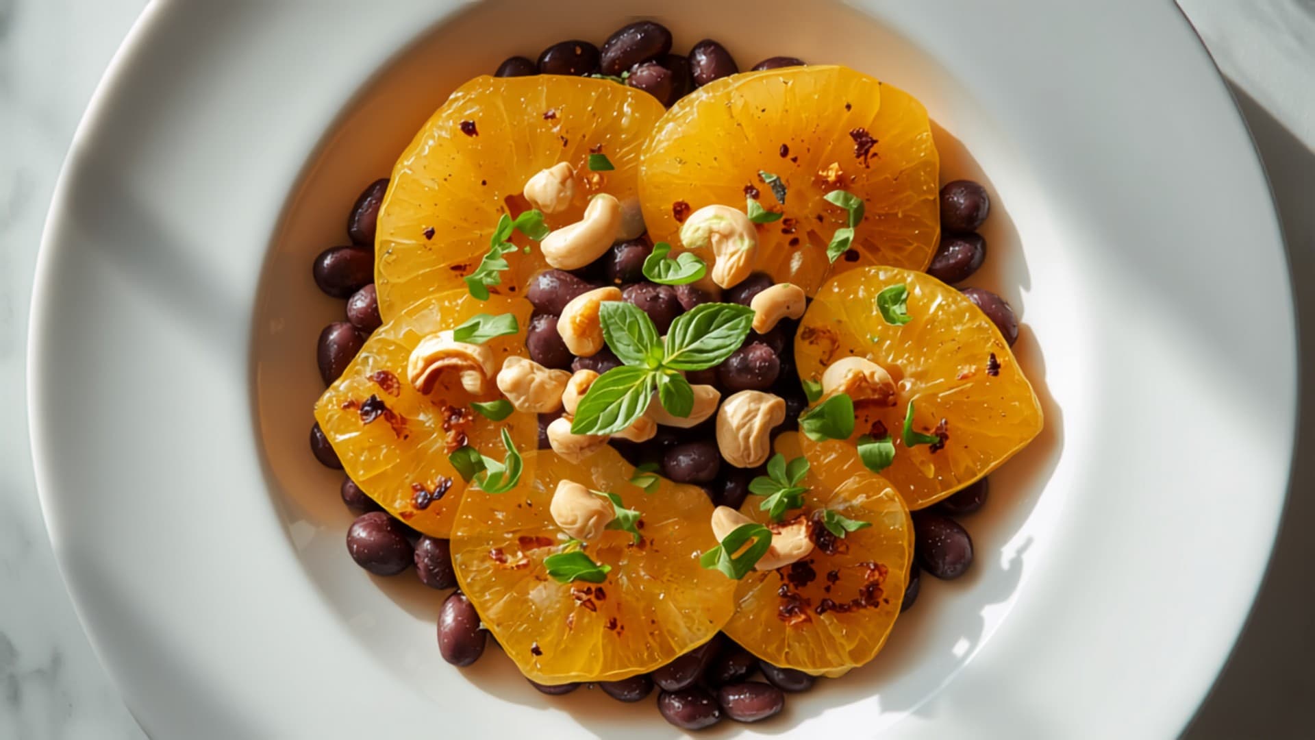 Brazilian-Style Black Bean and Orange Salad with Toasted Cashews