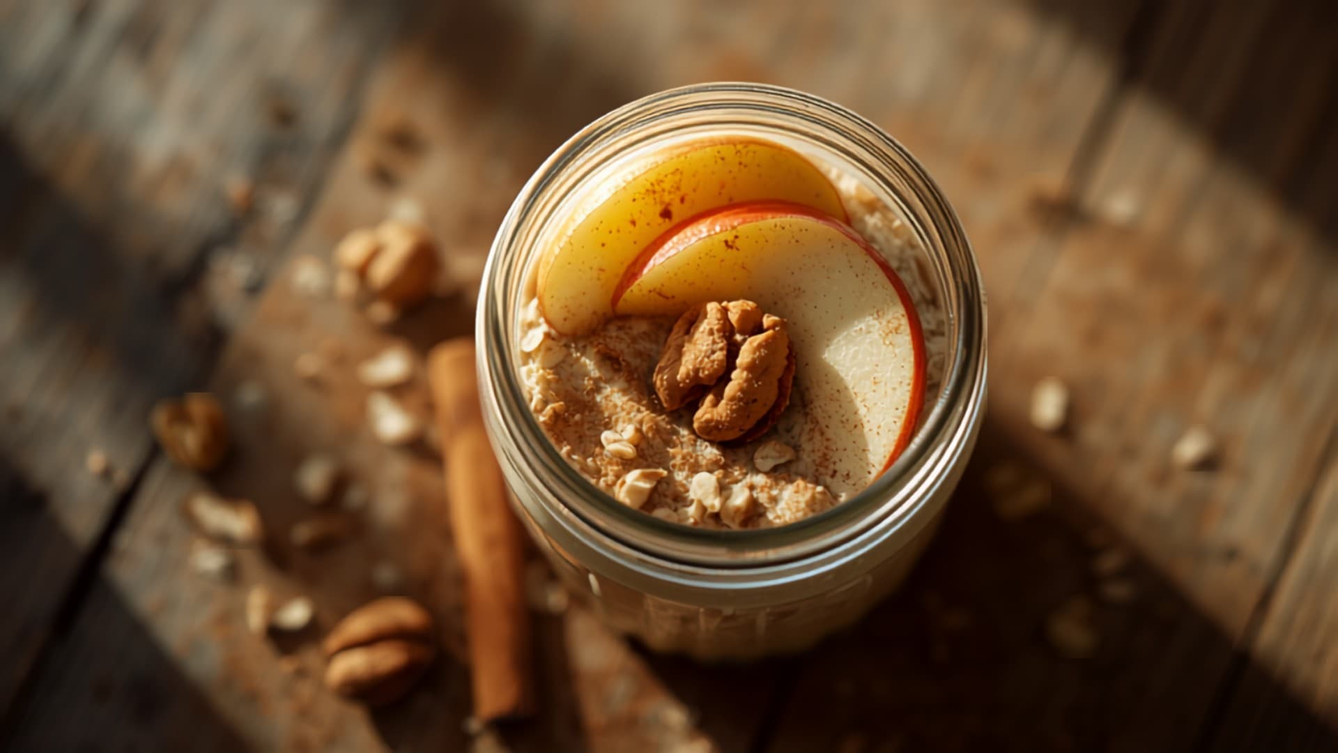 Apple-Walnut Overnight Oats with Cinnamon