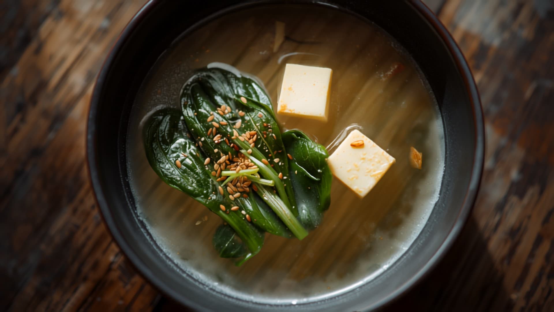 Gentle Miso Soup with Silken Tofu and Spinach
