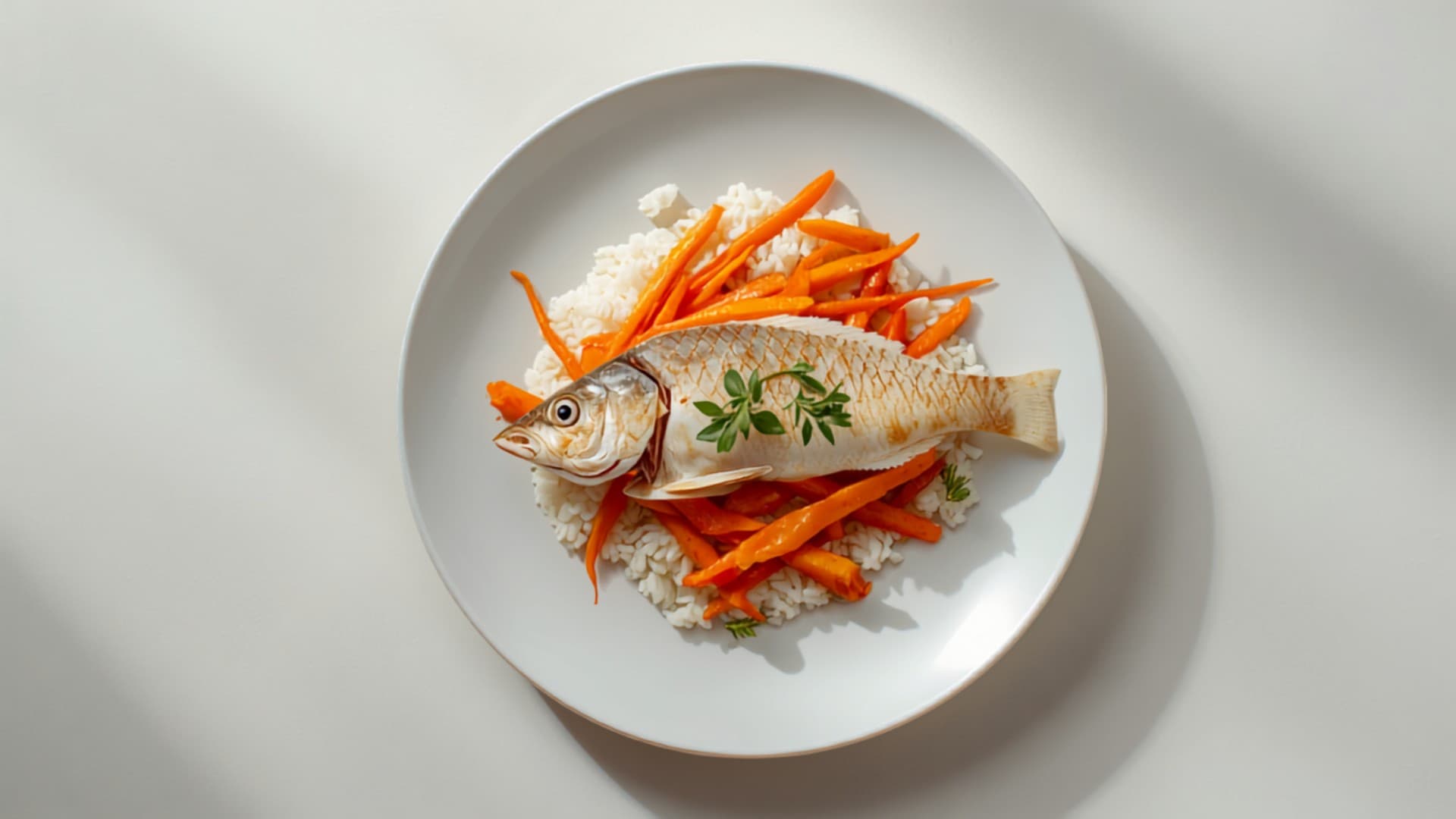 Steamed Snapper with Coconut Rice and Sautéed Carrots