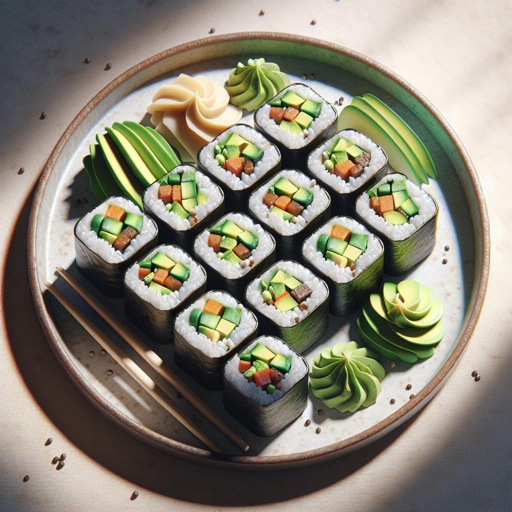 Vegetarian Sushi Rolls with Avocado & Cucumber