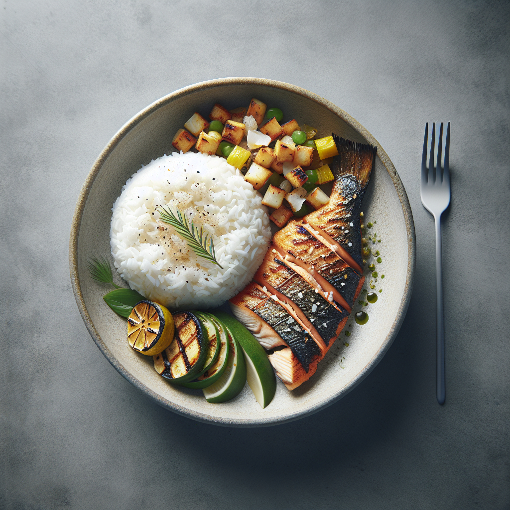 High-Calorie Coconut Rice with Grilled Fish