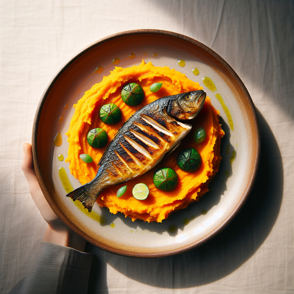 Grilled Fish with Sweet Potato Mash