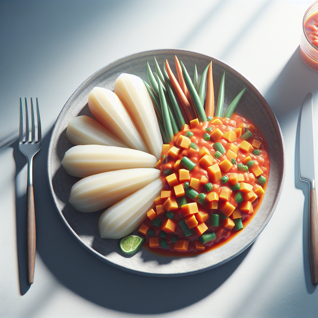 Boiled Yam with Vegetable Sauce